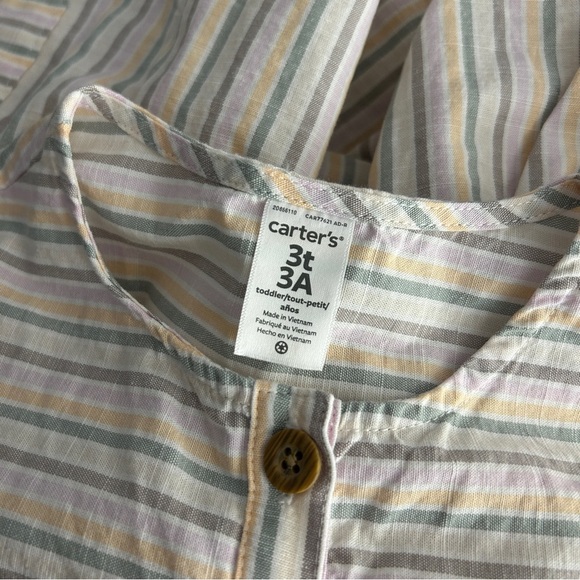 ❤️ Carter's Pastel Striped Button Dress 3T - Picture 4 of 9